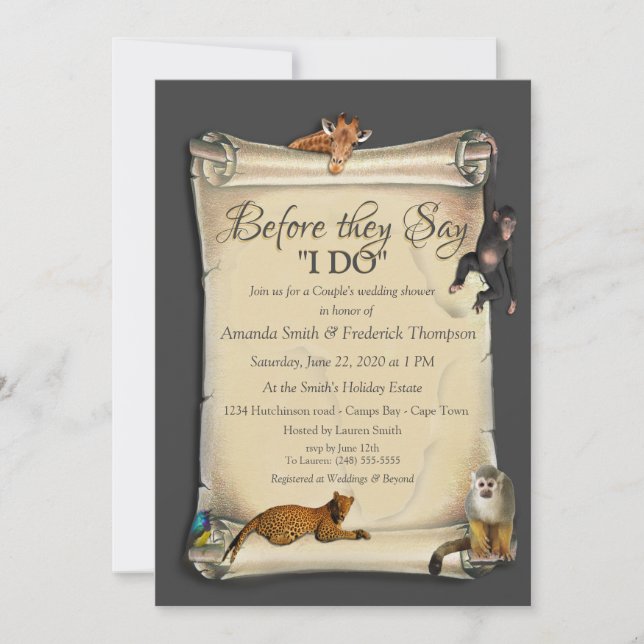 Invitación Ducha africana de casamiento con Safari Sunset (Anverso)