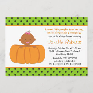 Invitación Ducha afroamericana de la niña de la calabaza