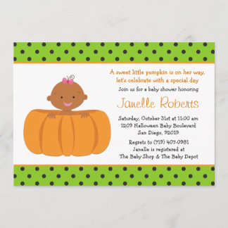 Invitación Ducha afroamericana de la niña de la calabaza
