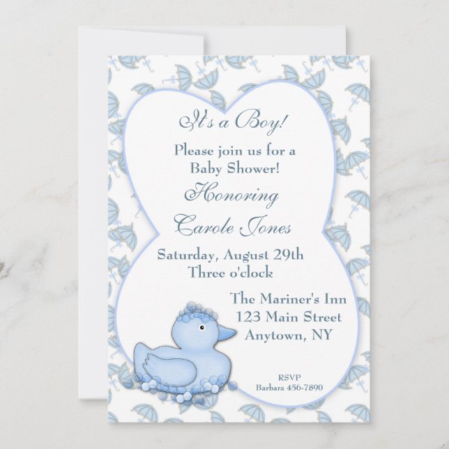 Invitación Ducha azul Baby Boy (Anverso)