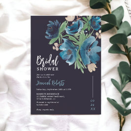 Invitación ducha azul bohemia floral acuática de novia