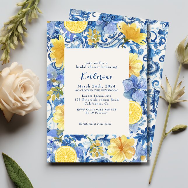 Invitación Ducha azul de novia limón citrus (Subido por el creador)