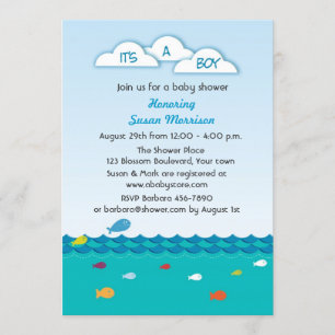 Invitación Ducha azul del bebé de los pescados