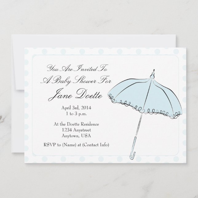 Invitación Ducha azul del parasol (Anverso)