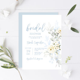 Invitación Ducha azul floral de novia