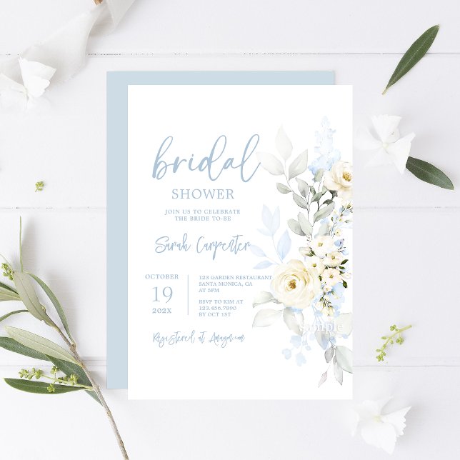 Invitación Ducha azul floral de novia (Subido por el creador)
