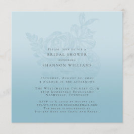 Invitación Ducha azul naranja floral de novia
