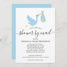 Invitación Ducha Azul Por Correo Espolvorín A Larga Distancia
