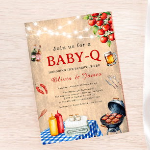 Invitación Ducha Baby-Q - Parejas BBQ Baby Shower Backyard