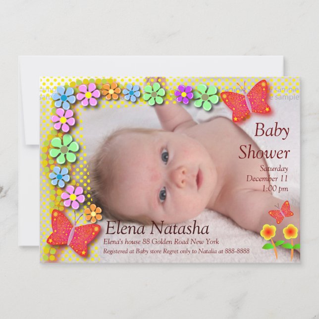 Invitación Ducha bebé 001 Mariposa (Anverso)