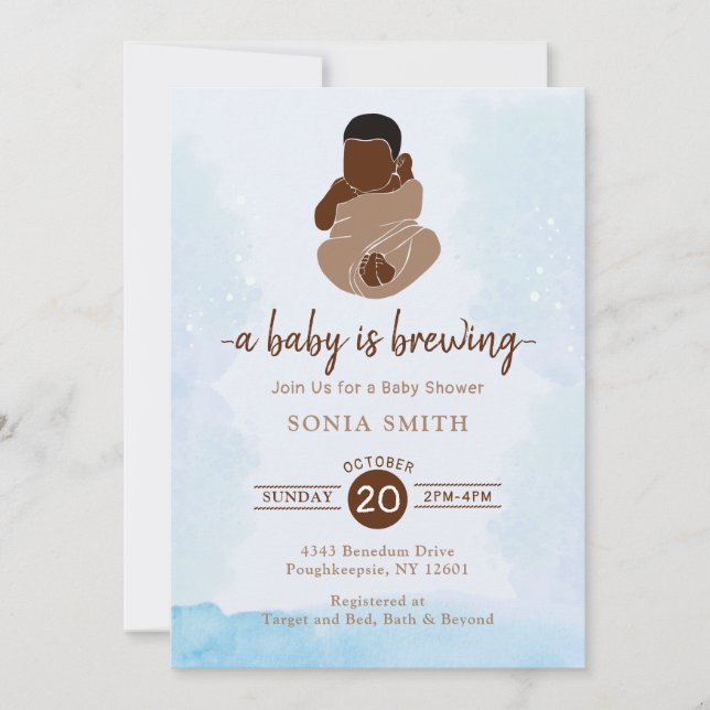 Invitación Ducha bebé afroamericana (Anverso)