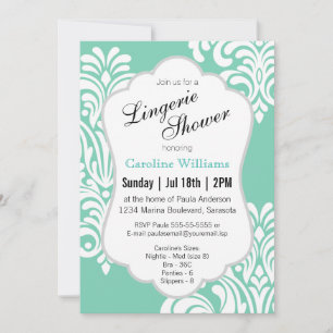 Invitación Ducha blanca para la lencería Damask
