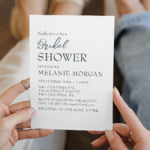 Invitación Ducha blanca simple y elegante
