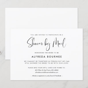 Invitación Ducha blanca y negra elegante y moderna por correo