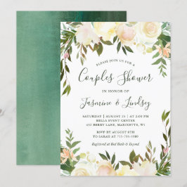 Invitación Ducha Boda  de flores de marfil blanco
