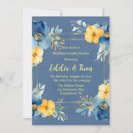 Invitación Ducha Boda de parejas amarillo azul