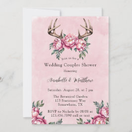 Invitación Ducha Boda de parejas de peones rosados Boho Antle