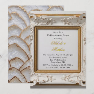 Invitación Ducha Boda de Parejas Doradas Blancas de Estilo Ba