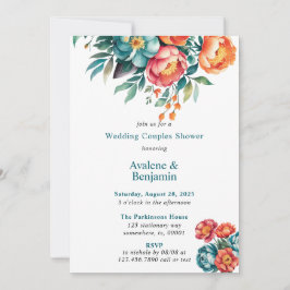 Invitación Ducha Boda de Parejas Radiant Peony Bouquet