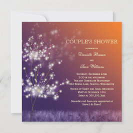 Invitación Ducha Boda Parejas de Dandelions Sunset