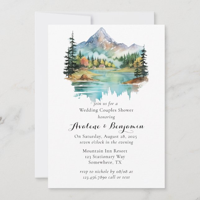 Invitación Ducha Boda Parejas de  de la Montaña Lakeside Fore (Anverso)