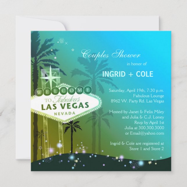 Invitación Ducha Boda única en Las Vegas (Anverso)