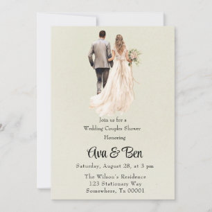 Invitación Ducha Boda verde claro de novia y de Groom