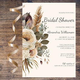 Invitación Ducha Bohemiana Bouquet & Feathers