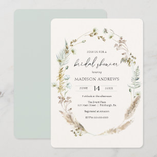 Invitación Ducha Bohemiana Dried Bouquet Blue Bridal