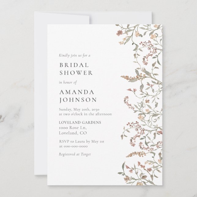 Invitación Ducha Boho Botanical Bridal (Anverso)