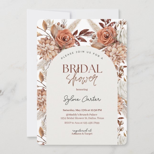 Invitación Ducha Boho Floral Bridal (Anverso)