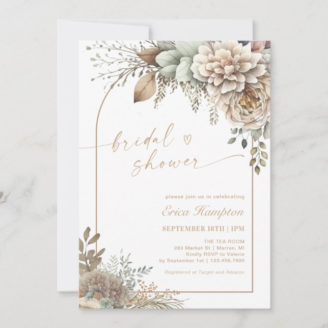 Invitación Ducha Boho Floral Bridal (Anverso)