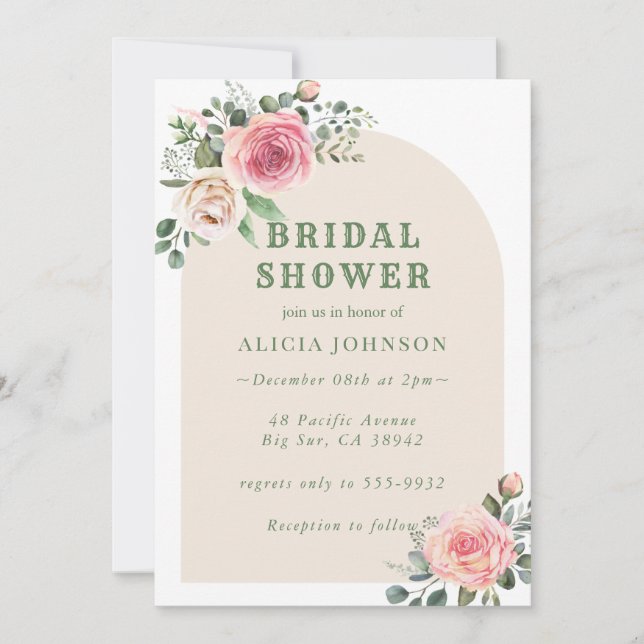 Invitación Ducha Boho Floral Bridal (Anverso)