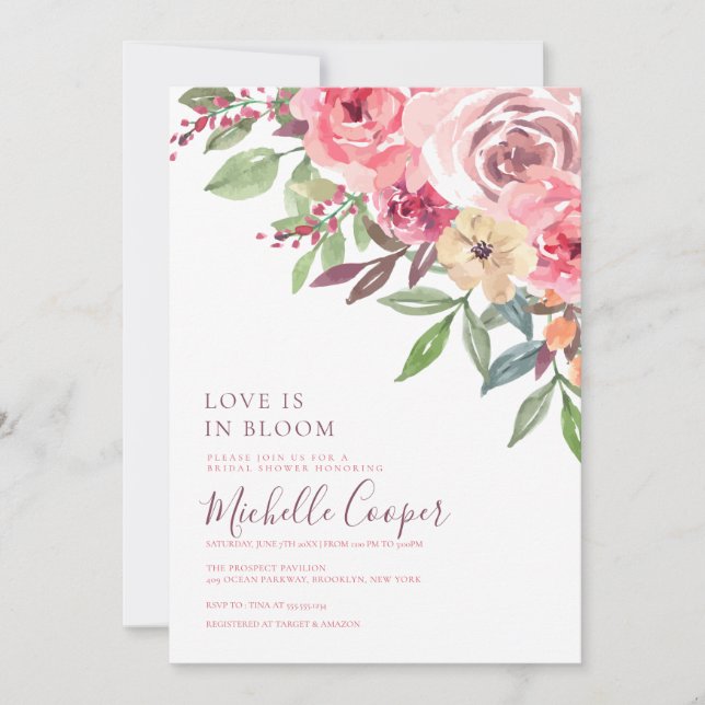 Invitación Ducha Boho Floral Bridal (Anverso)