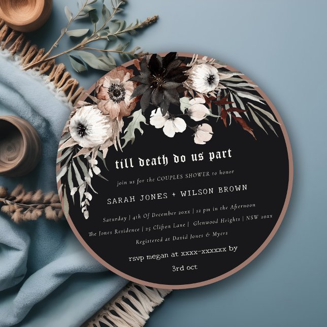 Invitación Ducha Boho Gótica Rust Black Botanples (Subido por el creador)