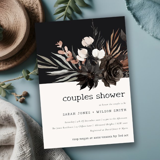 Invitación Ducha Boho Gótica Rust Black Botanples (Subido por el creador)