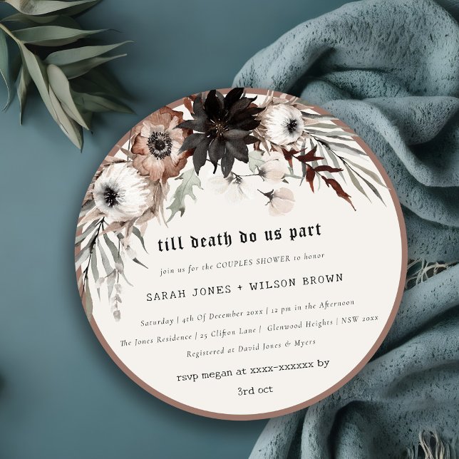 Invitación Ducha Boho Gótica Rust Black Botanples (Subido por el creador)