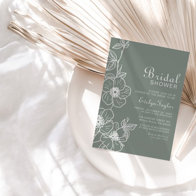 Invitación Ducha Boho Green Floral Bridal (Subido por el creador)
