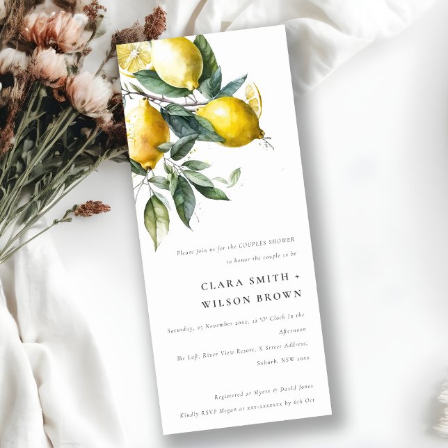 Invitación Ducha Boho Minimal Amarillo Lemon Garden Couples (Subido por el creador)