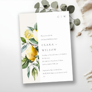 Invitación Ducha Boho Minimal Amarillo Lemon Garden Couples