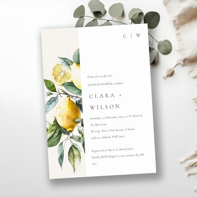 Invitación Ducha Boho Minimal Amarillo Lemon Garden Couples (Subido por el creador)