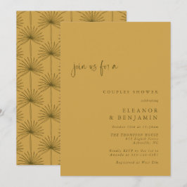 Invitación Ducha Boho Palm Leaf Parejas Amarillas Botánicas
