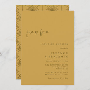 Invitación Ducha Boho Palm Leaf Parejas Amarillas Botánicas