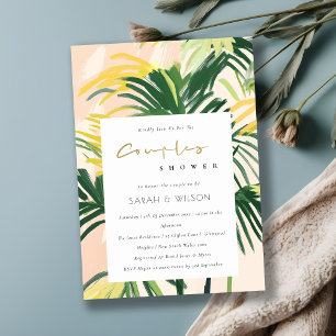 Invitación Ducha Boho Rubor Green Tropical Palm Couples