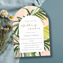 Invitación Ducha Boho Rubor Green Tropical Palm Wedding