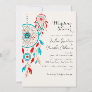 Invitación Ducha Boho Tribal de plumas Dreamcatcher Wedding