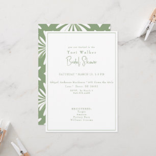 Invitación Ducha Boho Verde y Blanca Británica