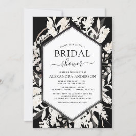 Invitación Ducha Botánica Bridal Boho Black Beige
