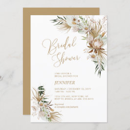 Invitación Ducha Botánica Bridal Boho Green & Gold