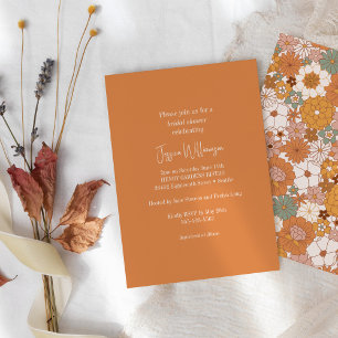Invitación Ducha Botánica Retro Groovy de Terracota de Moda
